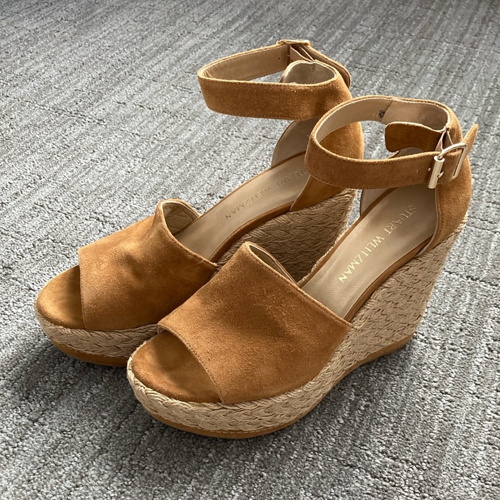 Stuart Weitzman Sohojute Suede Braided Wedge 8.5M
